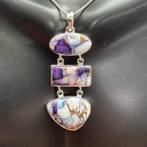 NEW .925 Sterling Silver Purple Rose Dahlia Pendant Necklace